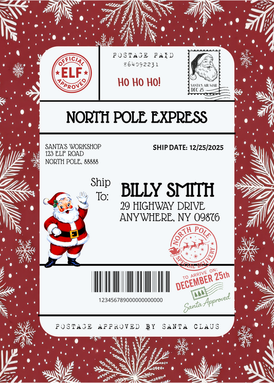 Personalized Holiday Package Label 5" x 7" Printed on Vinyl Waterproof Sticker Paper