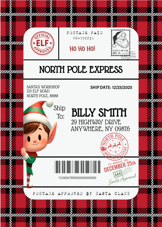 Personalized Holiday Package Label 5" x 7" Printed on Vinyl Waterproof Sticker Paper