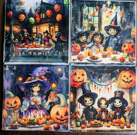 Halloween Little Monsters Set of 4 Coasters